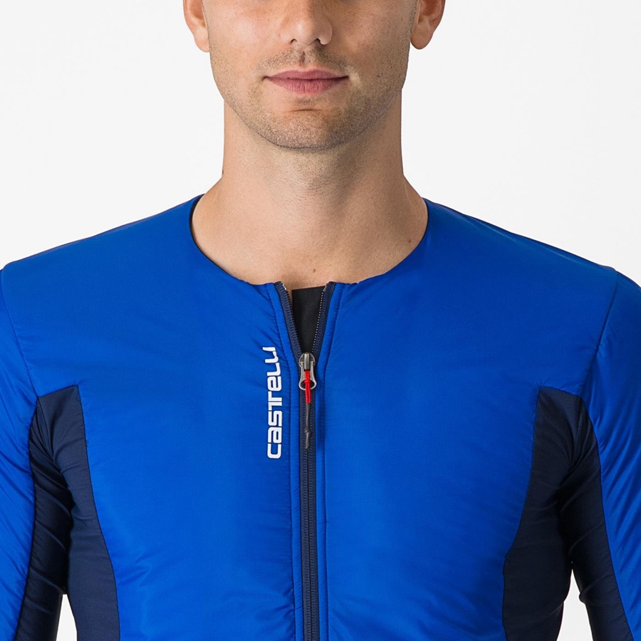 Blue / Blue Men Castelli FLY JACK-SEY Jackets | 943862TFR