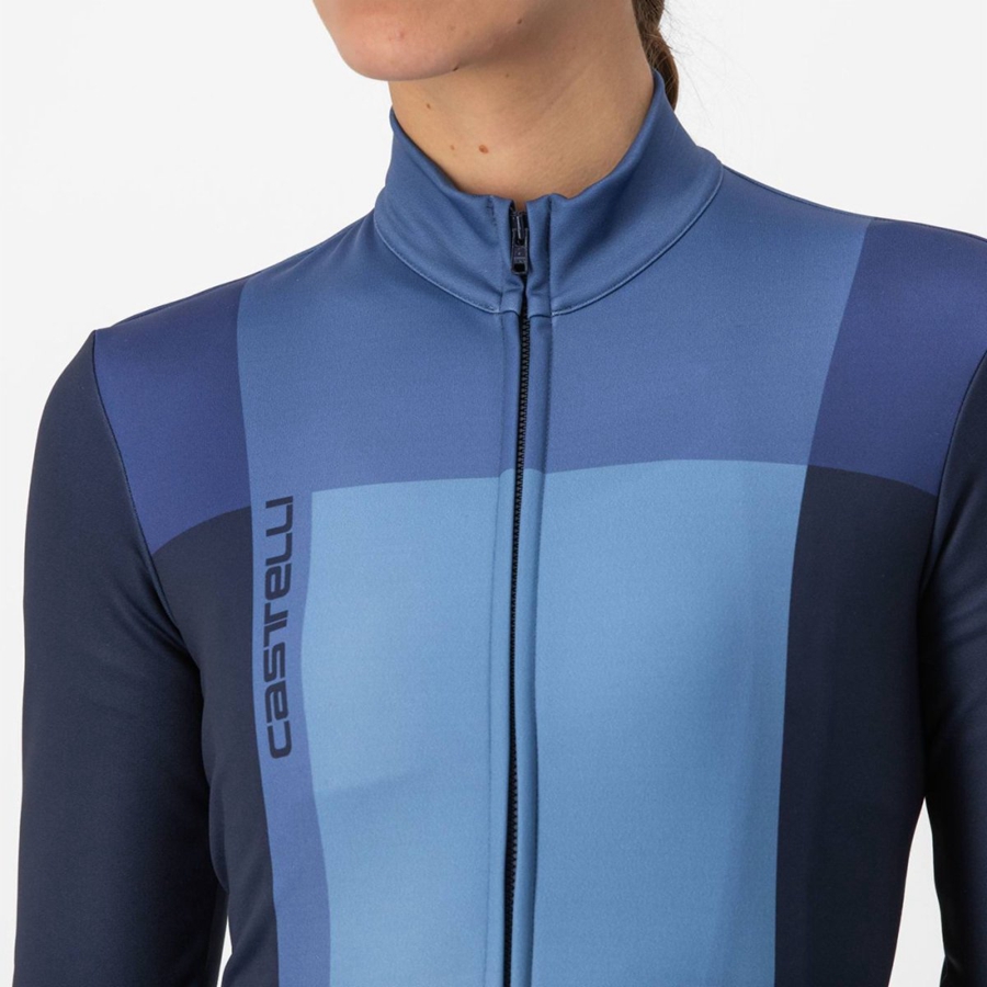 Blue / Blue Women Castelli UNLIMITED W THERMAL Jersey | 658401ENM