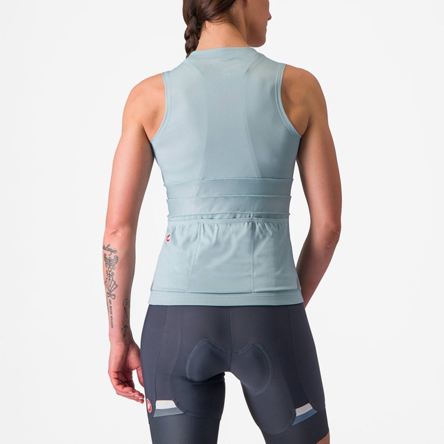 Blue / Dark Grey Blue Women Castelli ANIMA 4 SLEEVELESS Jersey | 690784TLC