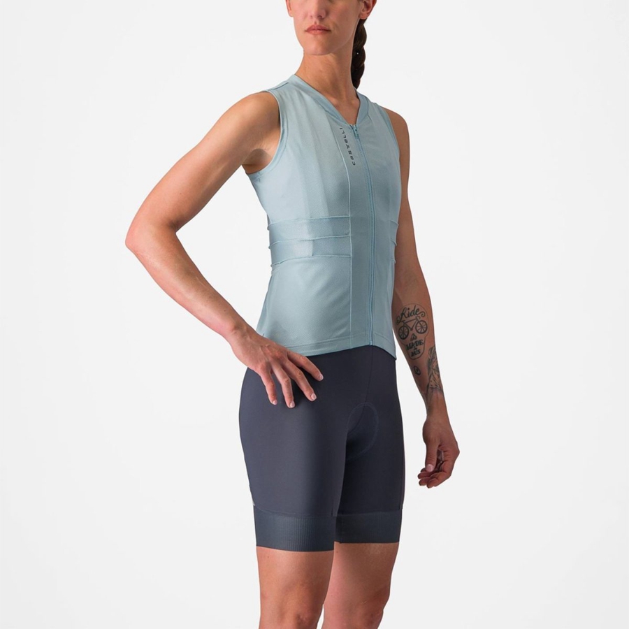 Blue / Dark Grey Blue Women Castelli ANIMA 4 SLEEVELESS Jersey | 690784TLC