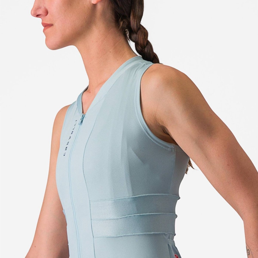 Blue / Dark Grey Blue Women Castelli ANIMA 4 SLEEVELESS Jersey | 690784TLC