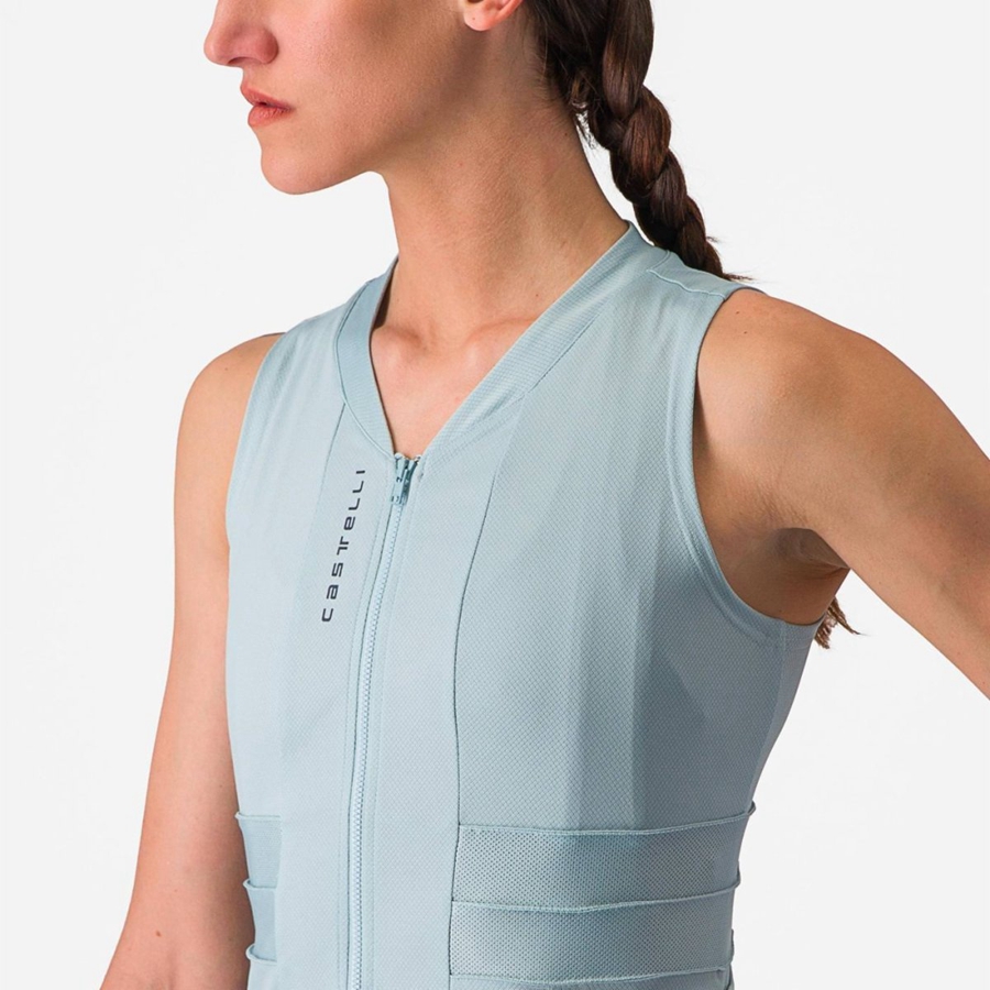 Blue / Dark Grey Blue Women Castelli ANIMA 4 SLEEVELESS Jersey | 690784TLC