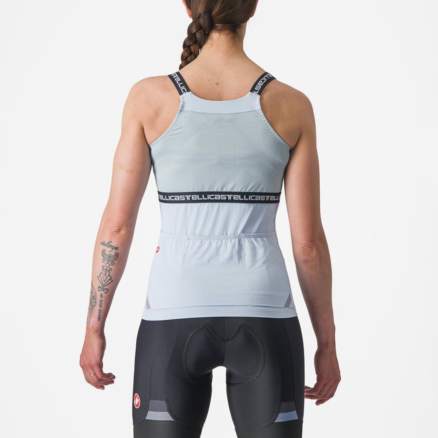 Blue / Dark Grey Blue Women Castelli BAVETTE TOP Jersey | 745891MCB