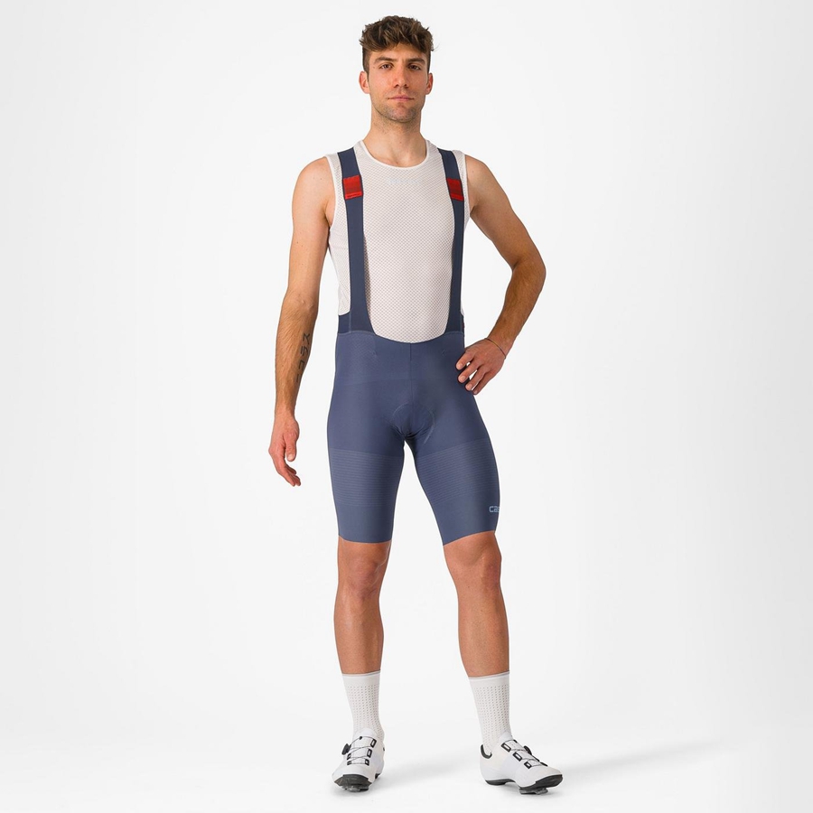 Blue / Grey Blue Men Castelli PREMIO Bib Shorts | 538914YBE