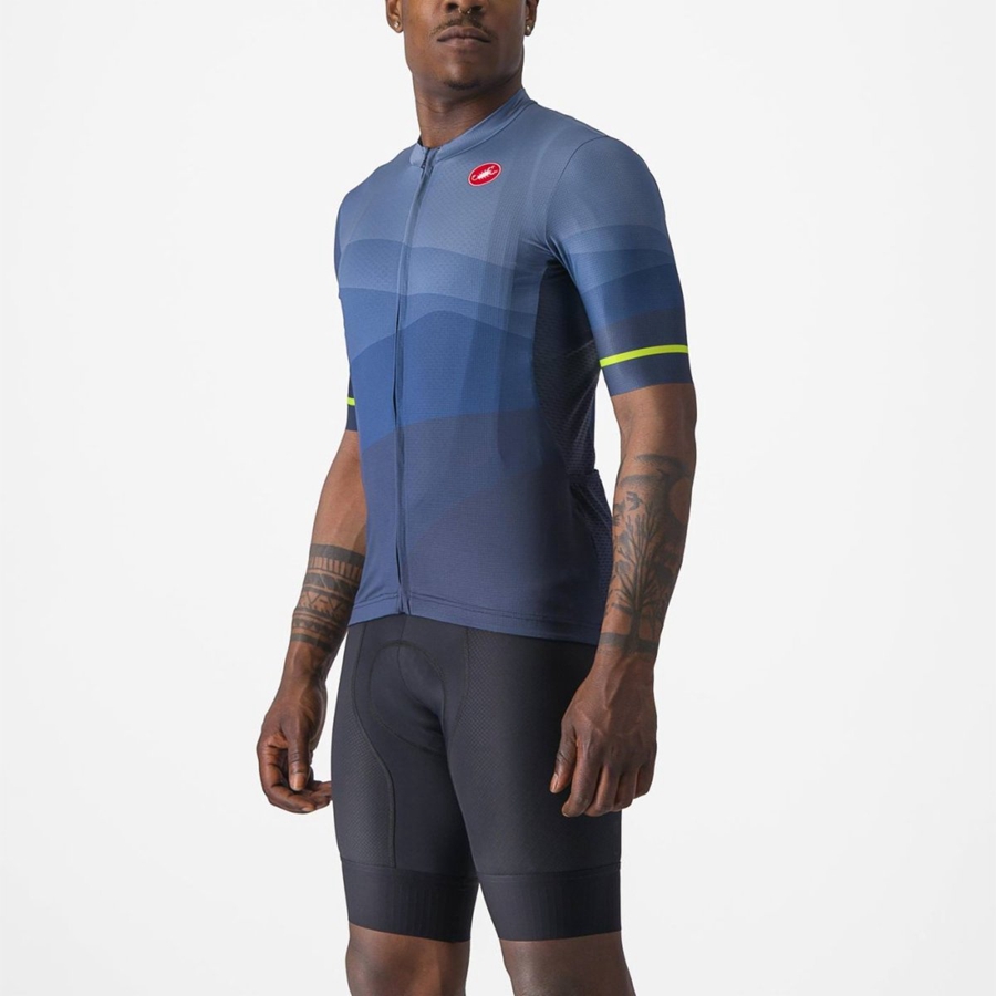 Blue / Light Grey Blue Men Castelli ORIZZONTE Jersey | 380129FBM