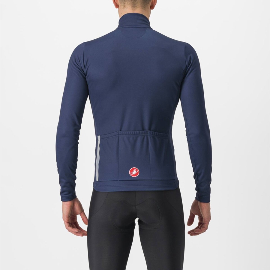 Blue / Silver Grey Men Castelli ENTRATA THERMAL Jersey | 064251IKR