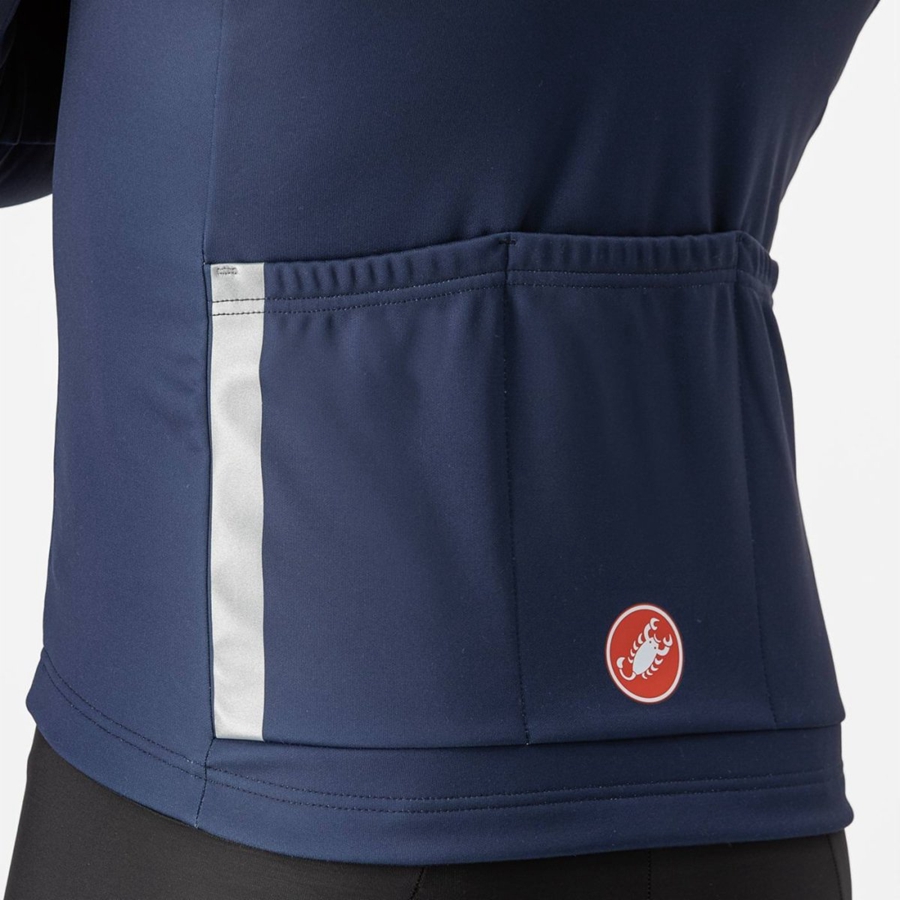 Blue / Silver Grey Men Castelli ENTRATA THERMAL Jersey | 064251IKR