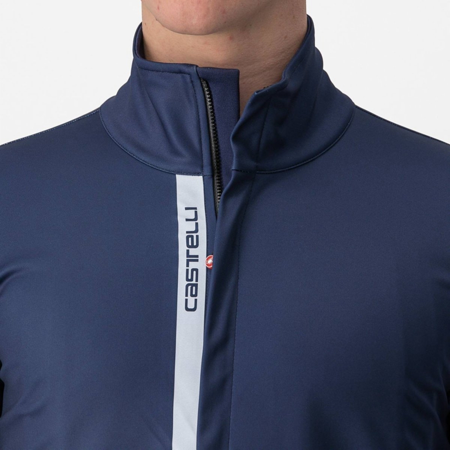 Blue / Silver Men Castelli ENTRATA Jackets | 798321JNA