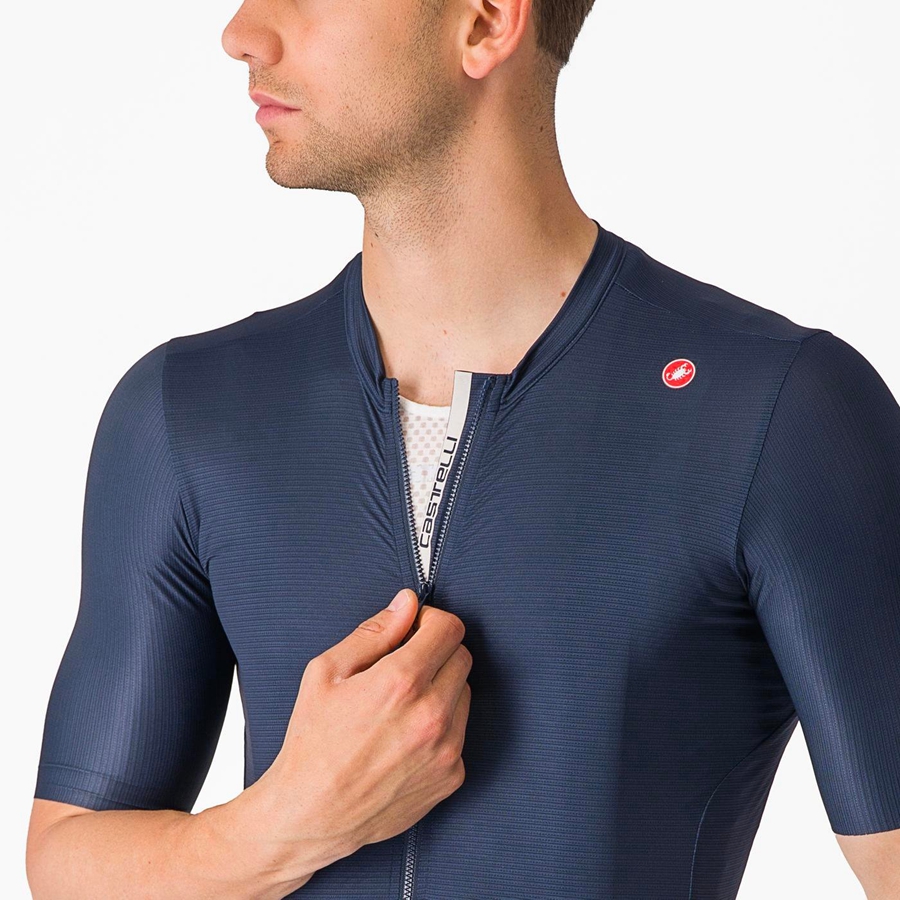 Blue / Silver Men Castelli ESPRESSO Jersey | 078431DAK