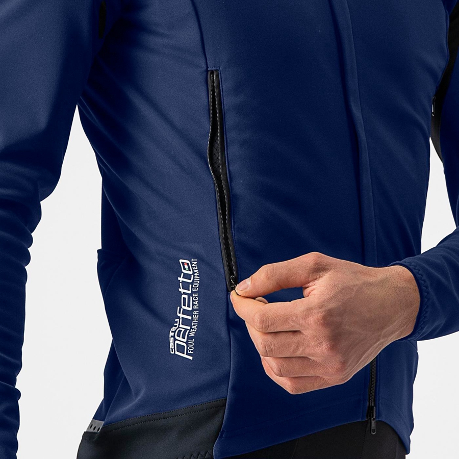 Blue / Silver Men Castelli PERFETTO RoS 2 Jackets | 953682NBF