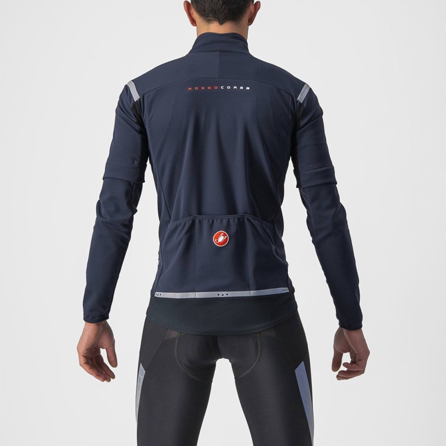 Blue / Silver Men Castelli PERFETTO RoS 2 CONVERTIBLE Jackets | 617432ZSV