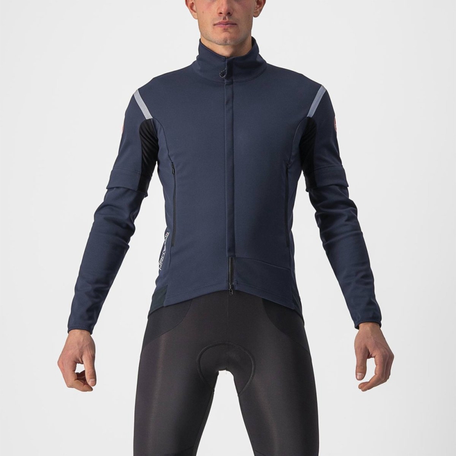 Blue / Silver Men Castelli PERFETTO RoS 2 CONVERTIBLE Jackets | 617432ZSV