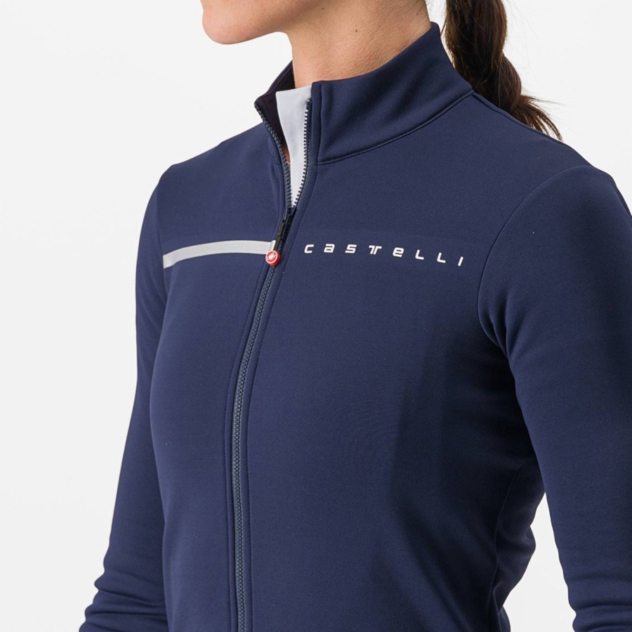 Blue / Silver Women Castelli SINERGIA 2 FZ Jersey | 924103RDA