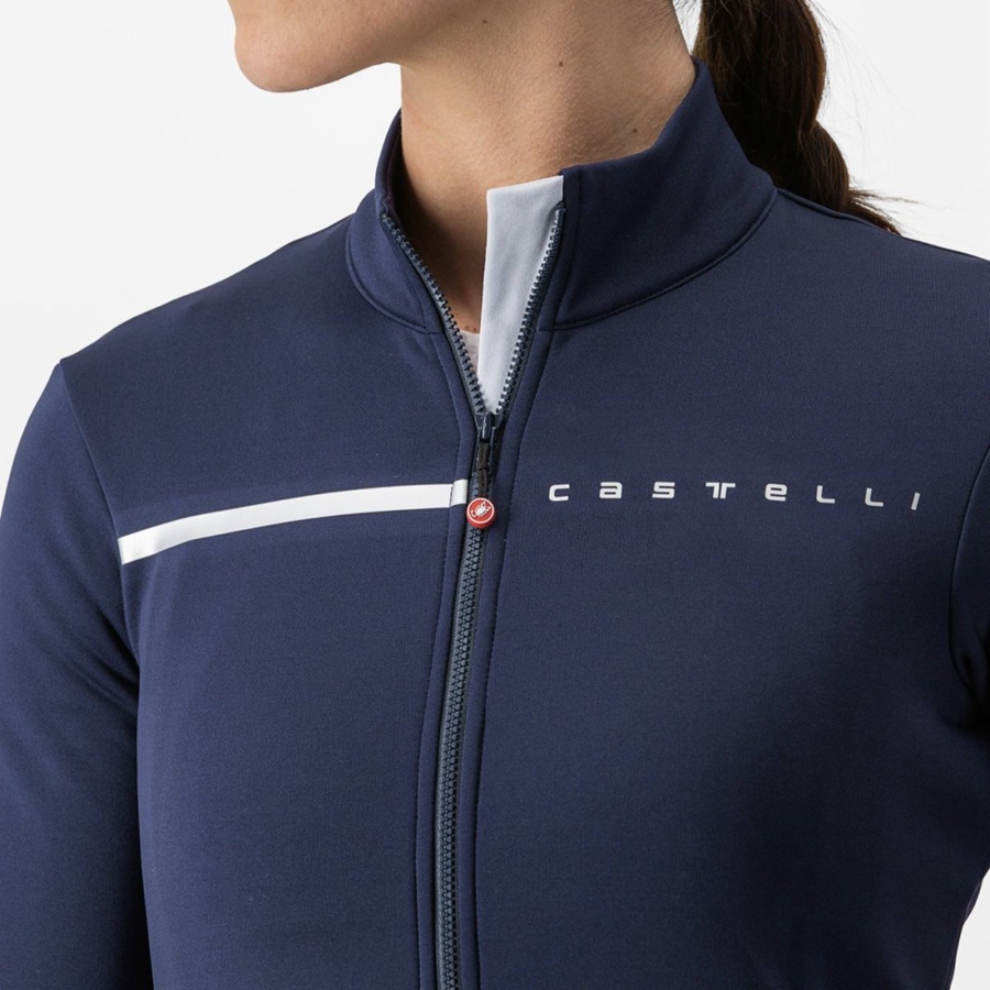 Blue / Silver Women Castelli SINERGIA 2 FZ Jersey | 924103RDA