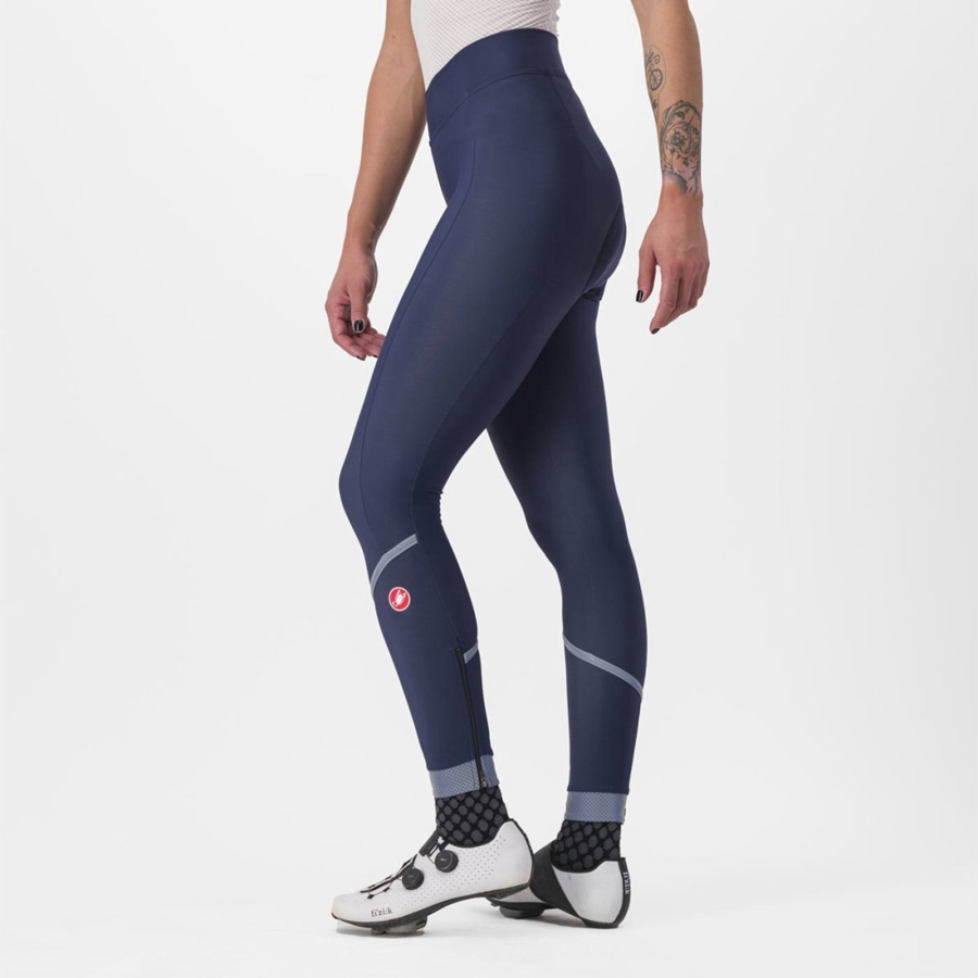 Blue / Silver Women Castelli VELOCISSIMA THERMAL Leggings | 029413FAJ