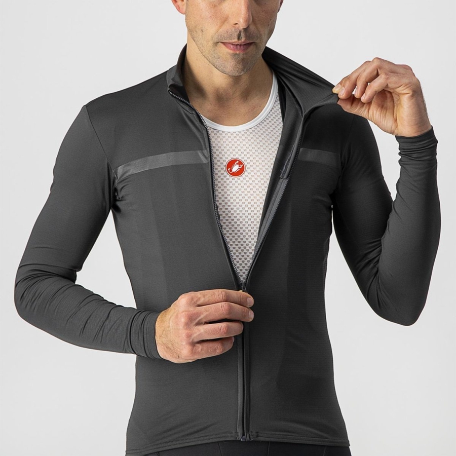 Dark Grey Men Castelli PRO THERMAL MID LS Jersey | 623418QHJ