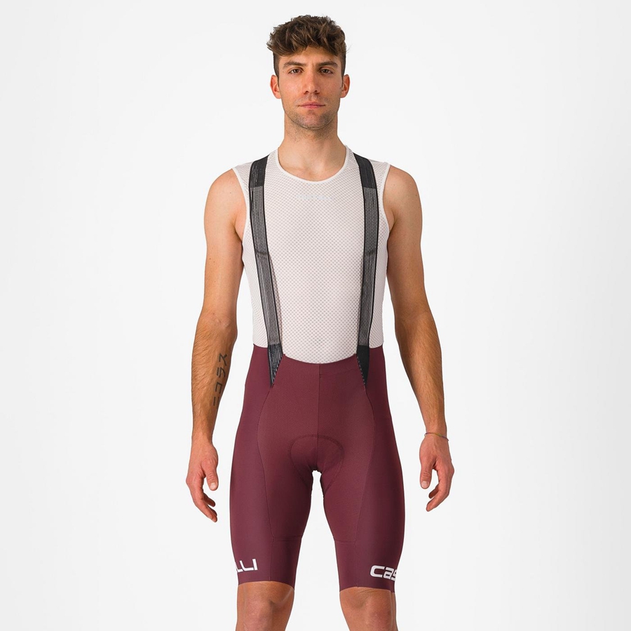 Deep Burgundy / White Men Castelli FREE AERO RC CLASSIC Bib Shorts | 724815UXN