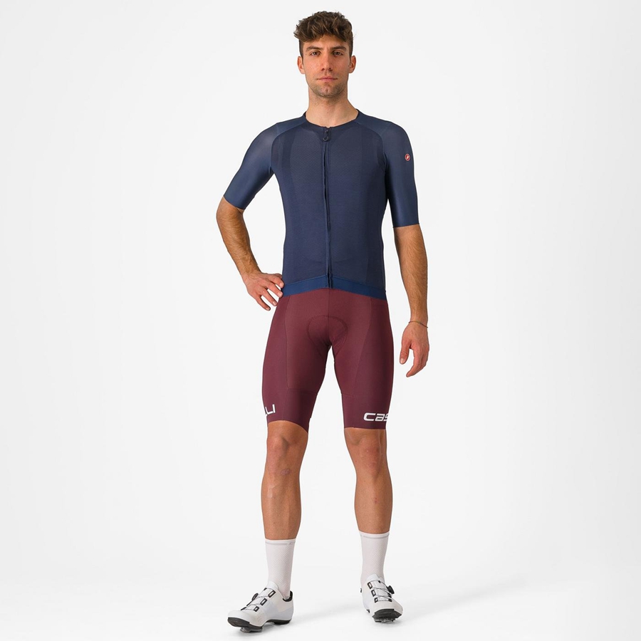 Deep Burgundy / White Men Castelli FREE AERO RC CLASSIC Bib Shorts | 724815UXN