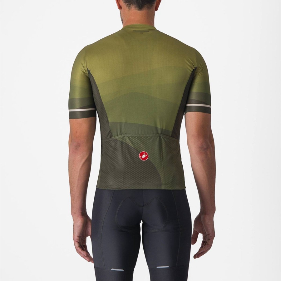 Deep Green / Olive / Silver Men Castelli ORIZZONTE Jersey | 653948JCN