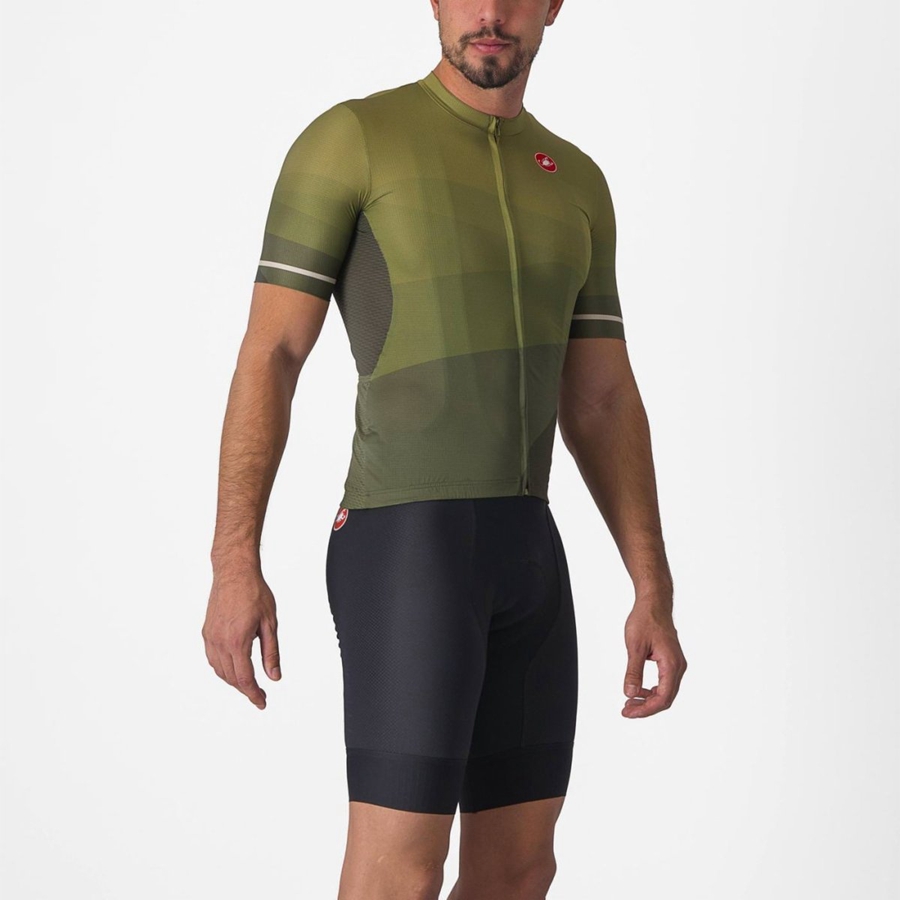 Deep Green / Olive / Silver Men Castelli ORIZZONTE Jersey | 653948JCN