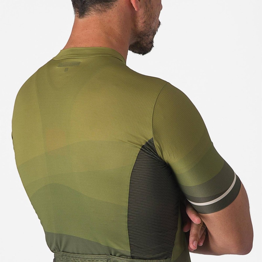 Deep Green / Olive / Silver Men Castelli ORIZZONTE Jersey | 653948JCN