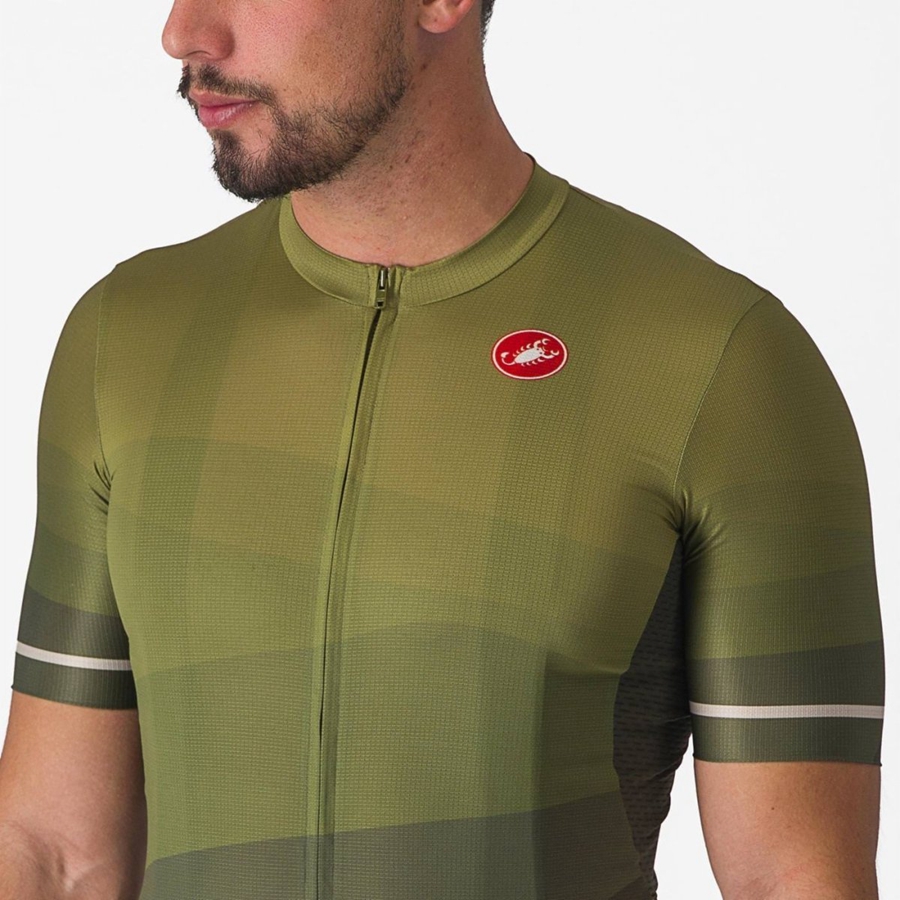 Deep Green / Olive / Silver Men Castelli ORIZZONTE Jersey | 653948JCN