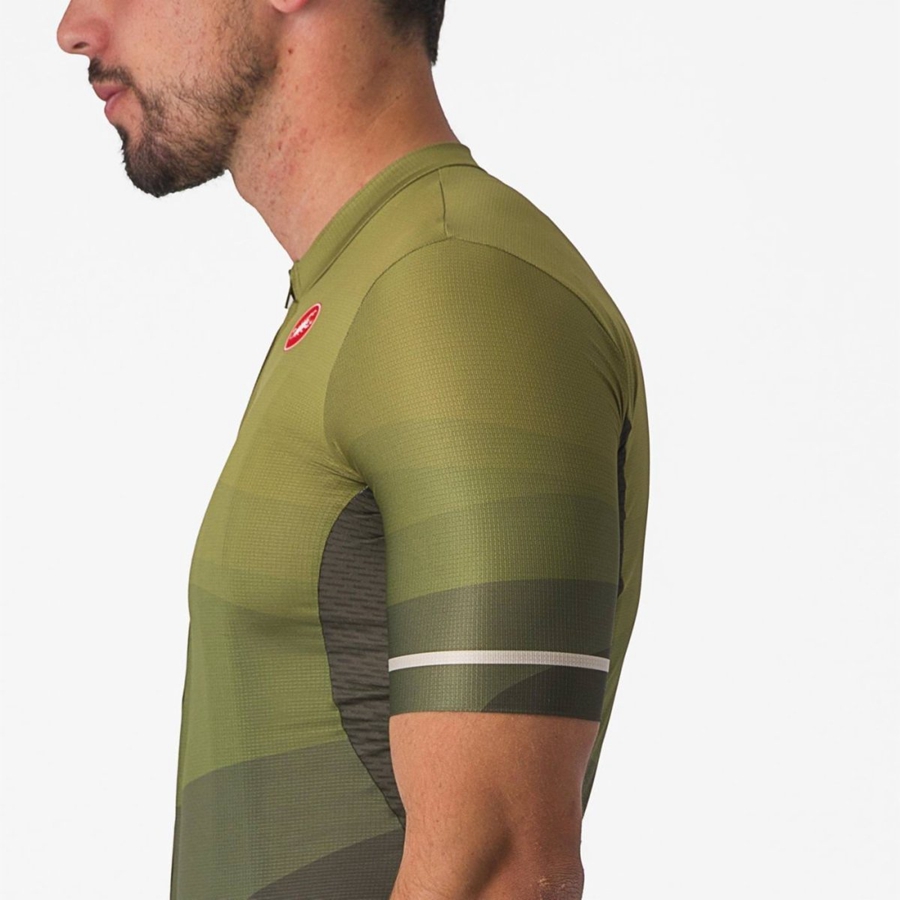 Deep Green / Olive / Silver Men Castelli ORIZZONTE Jersey | 653948JCN