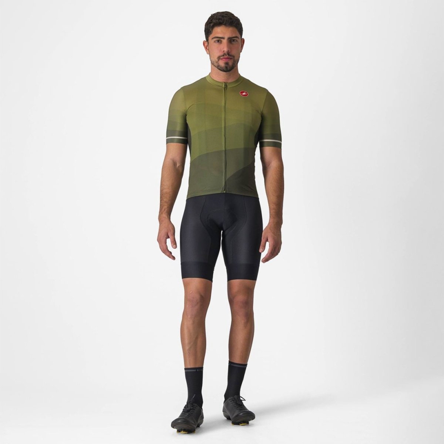 Deep Green / Olive / Silver Men Castelli ORIZZONTE Jersey | 653948JCN