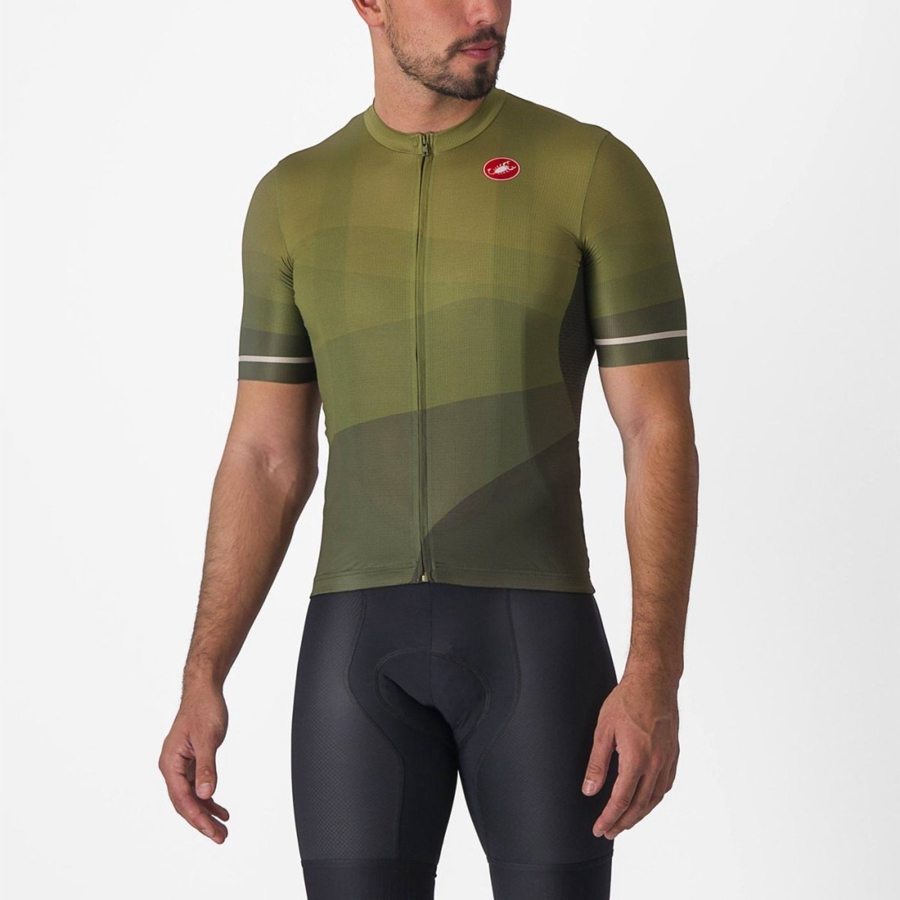 Deep Green / Olive / Silver Men Castelli ORIZZONTE Jersey | 653948JCN