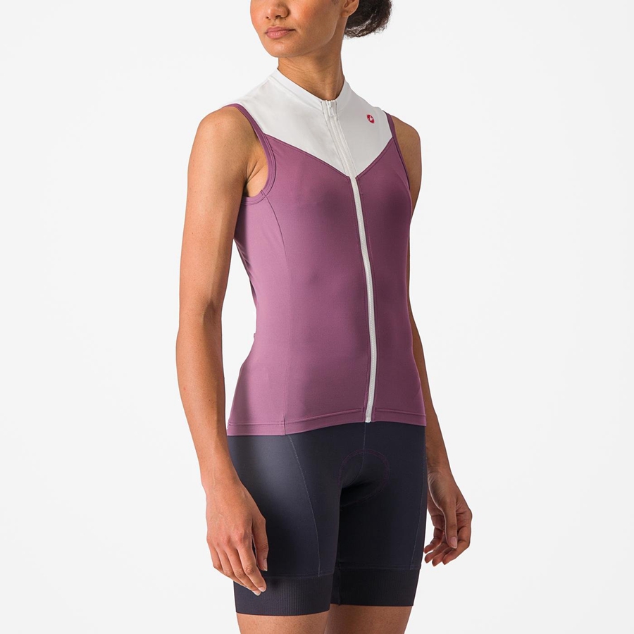 Deep Purple / White Women Castelli SOLARIS SLEEVELESS Jersey | 472053VDA