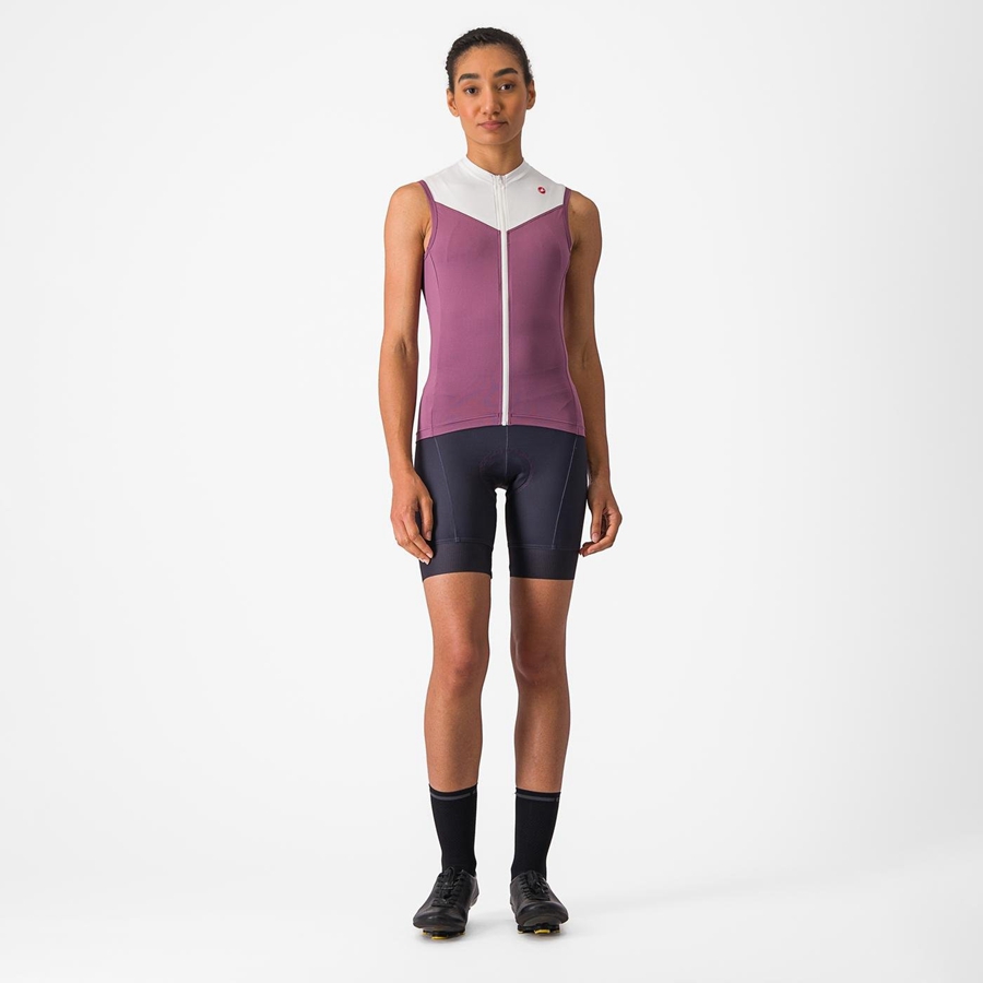 Deep Purple / White Women Castelli SOLARIS SLEEVELESS Jersey | 472053VDA