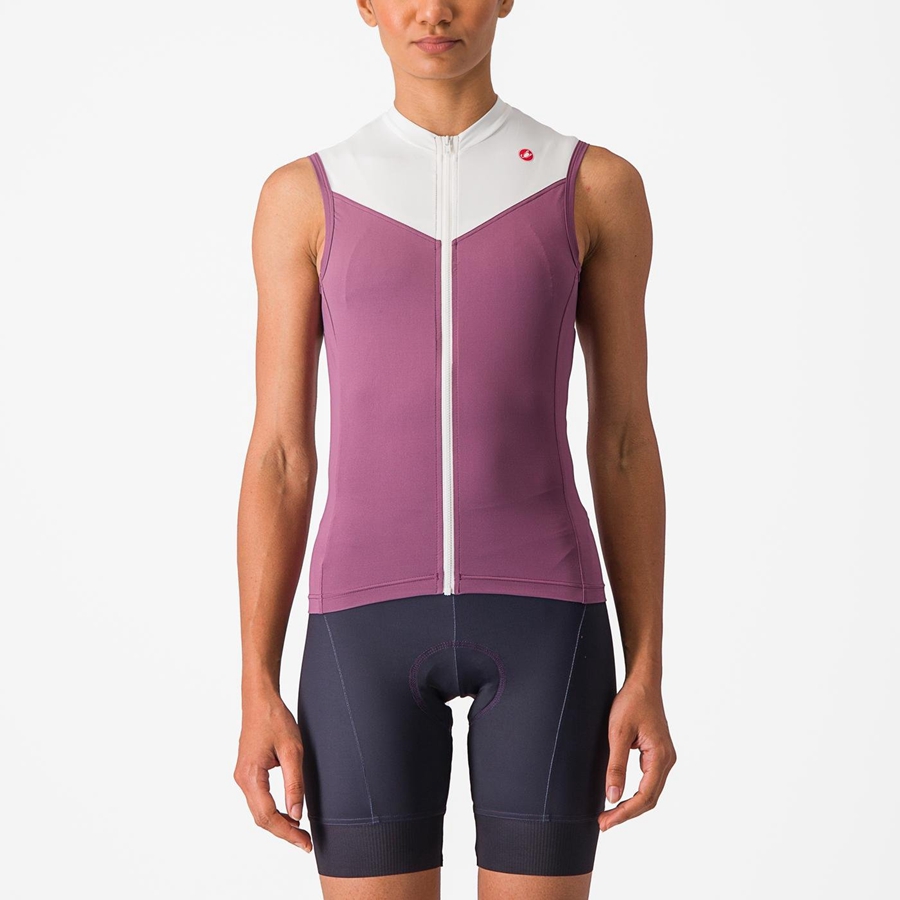 Deep Purple / White Women Castelli SOLARIS SLEEVELESS Jersey | 472053VDA