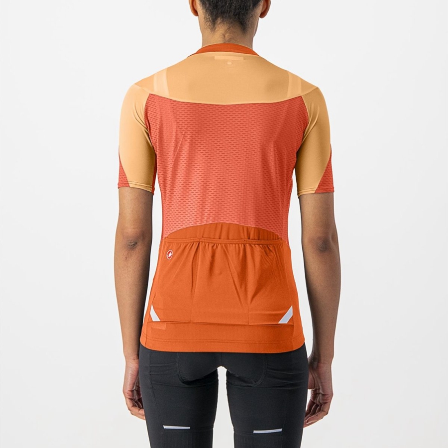 Deep Red Orange / Orange Women Castelli GRADIENT COLOR BLOCK Jersey | 910586BPA