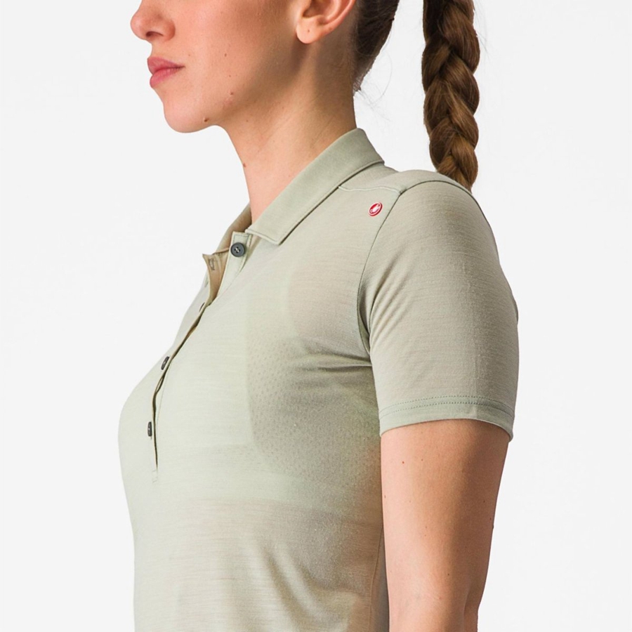 Green Women Castelli MERINO W POLO Casual | 157230HKN