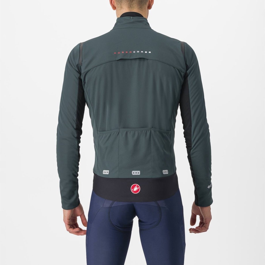 Green / Black Men Castelli ALPHA DOPPIO ROS Jackets | 251348QID