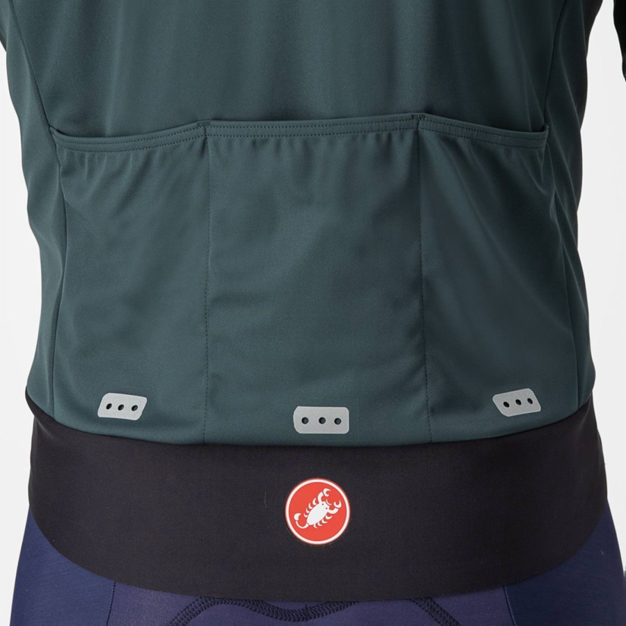 Green / Black Men Castelli ALPHA DOPPIO ROS Jackets | 251348QID