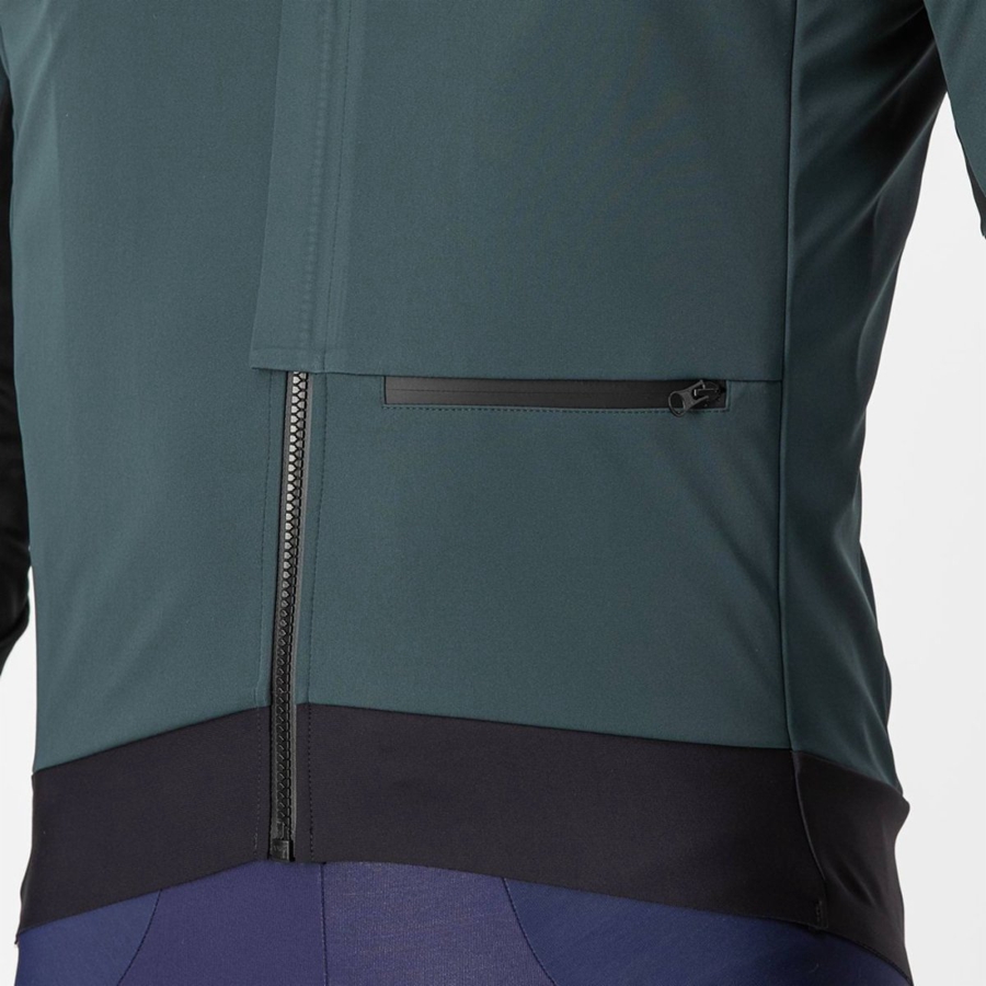 Green / Black Men Castelli ALPHA DOPPIO ROS Jackets | 251348QID