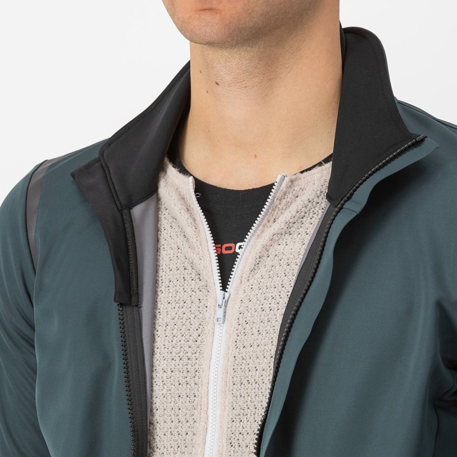 Green / Black Men Castelli ALPHA DOPPIO ROS Jackets | 251348QID