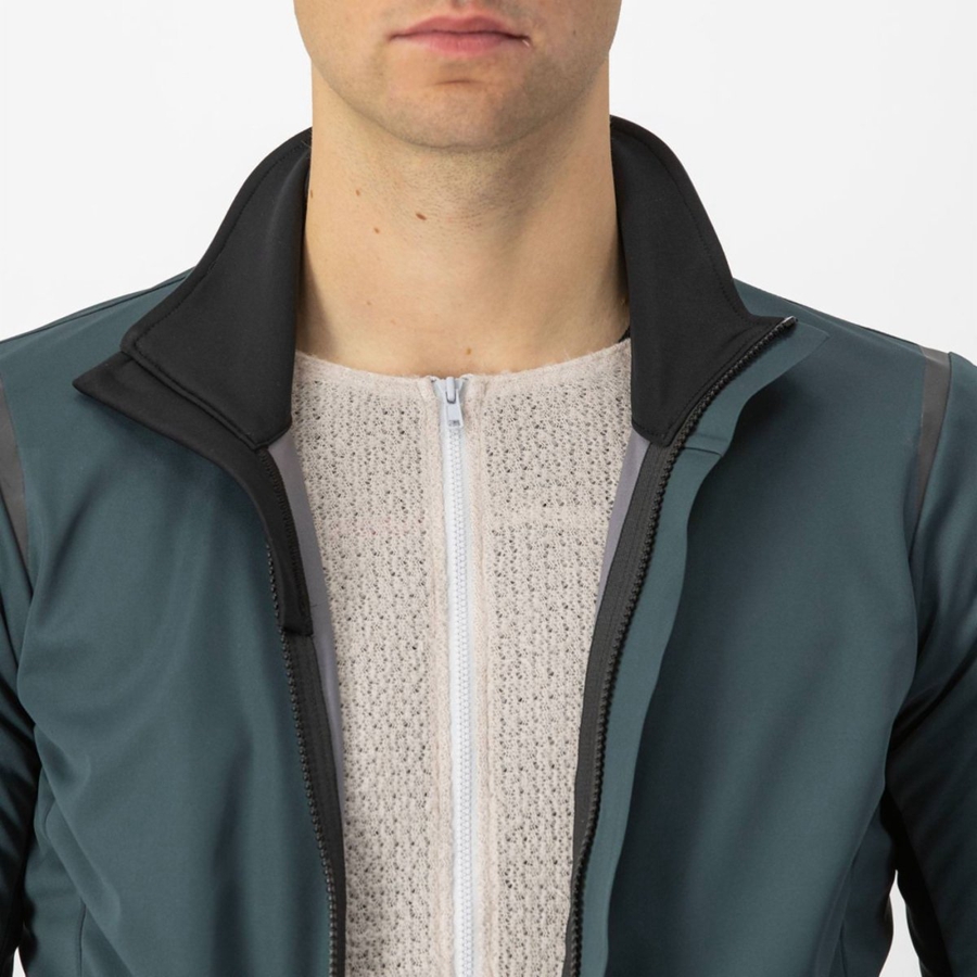 Green / Black Men Castelli ALPHA DOPPIO ROS Jackets | 251348QID