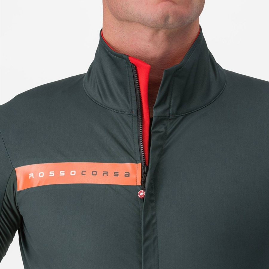 Green / Red Orange Men Castelli BETA RoS Jackets | 073265YTA