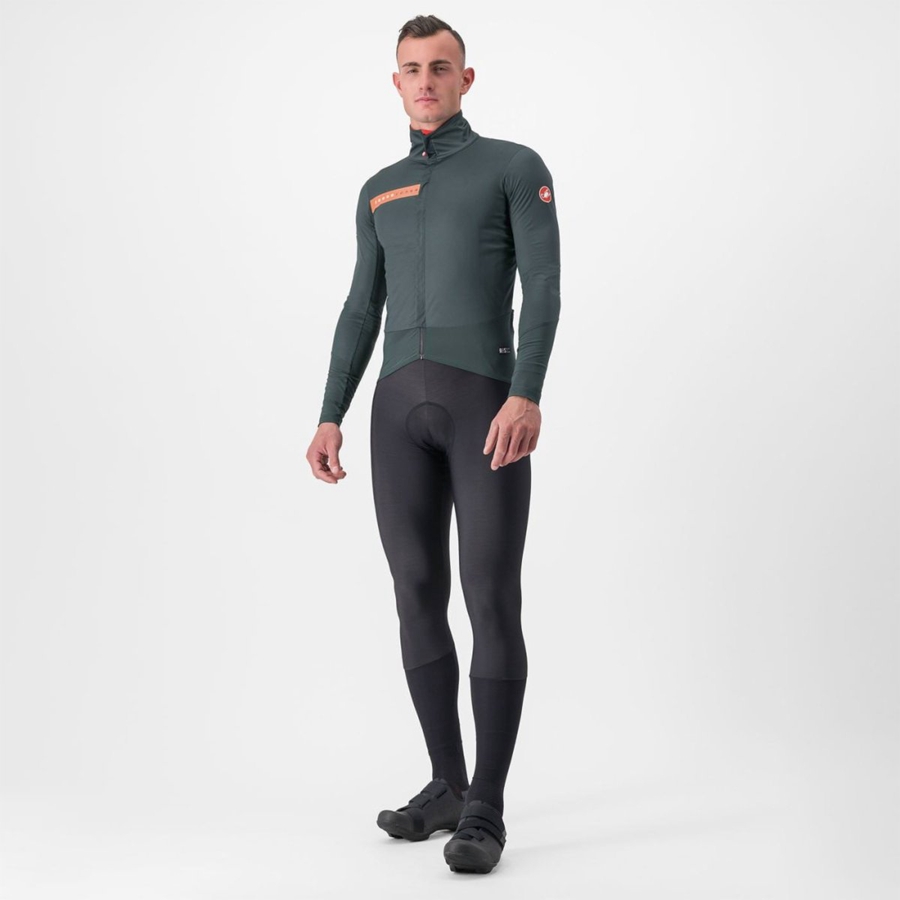 Green / Red Orange Men Castelli BETA RoS Jackets | 073265YTA