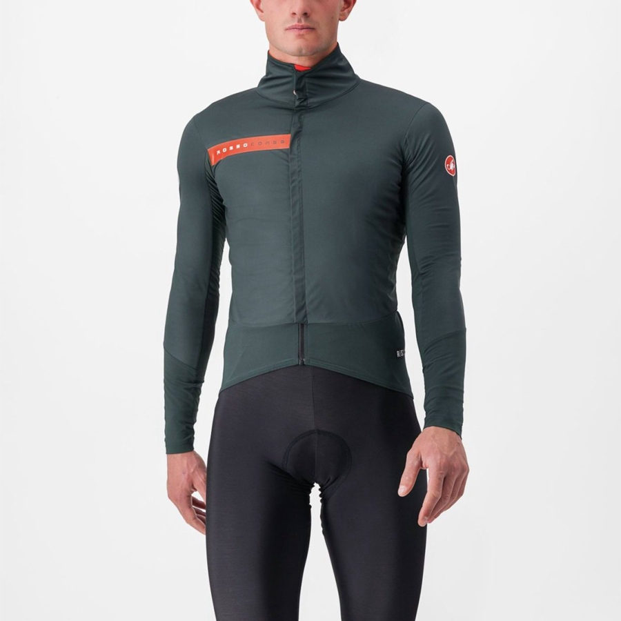 Green / Red Orange Men Castelli BETA RoS Jackets | 073265YTA