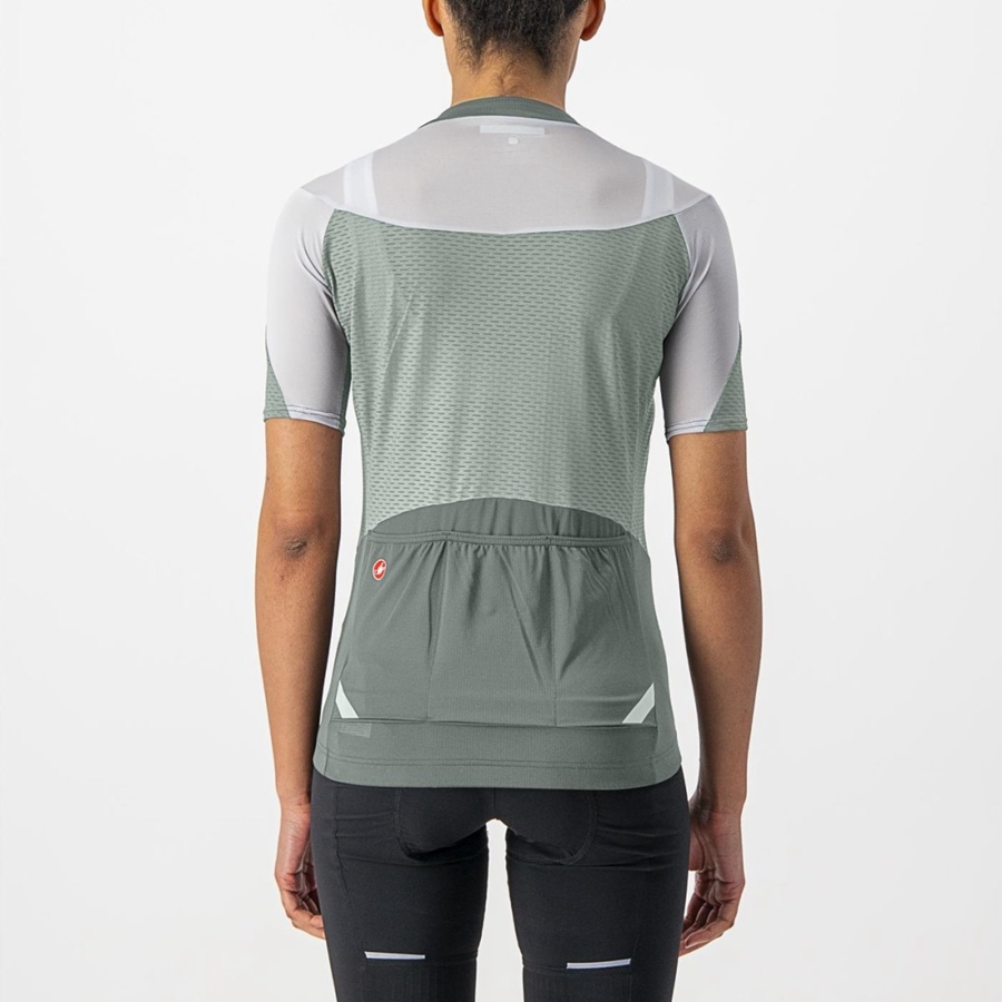 Green / White Women Castelli GRADIENT COLOR BLOCK Jersey | 682914YQK