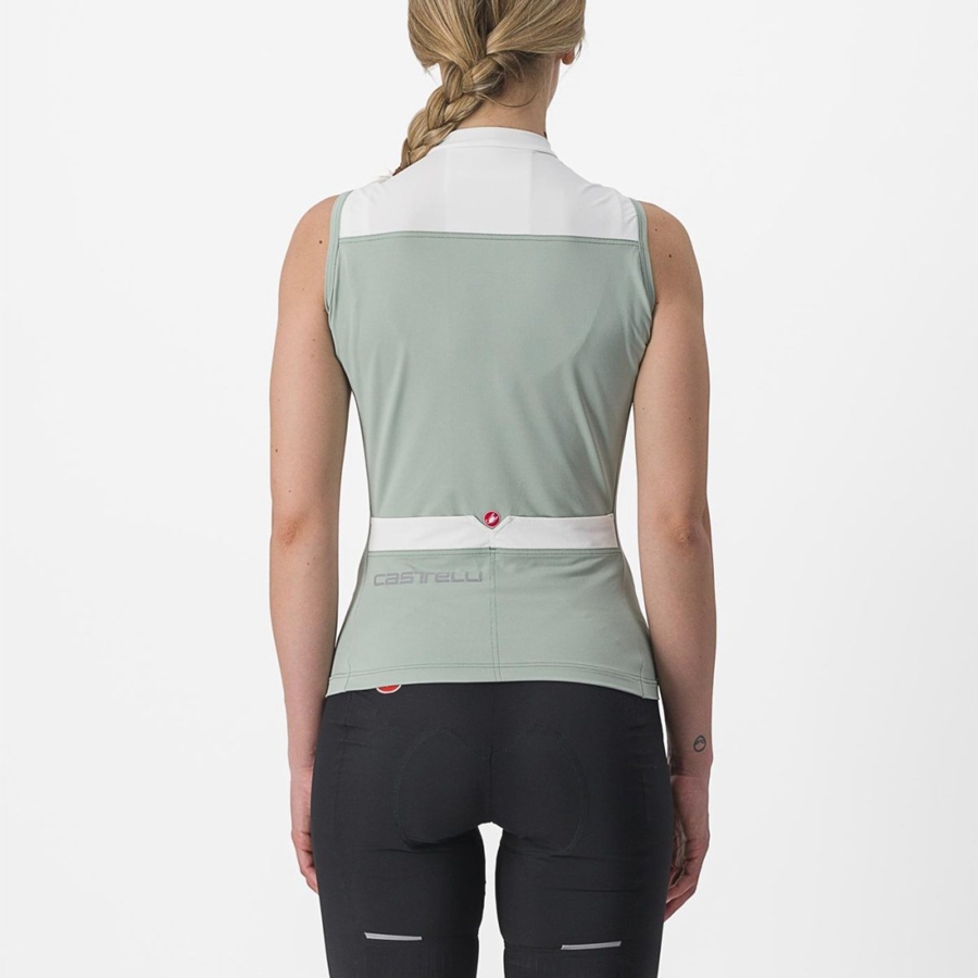 Green / White Women Castelli SOLARIS SLEEVELESS Jersey | 031792LBV