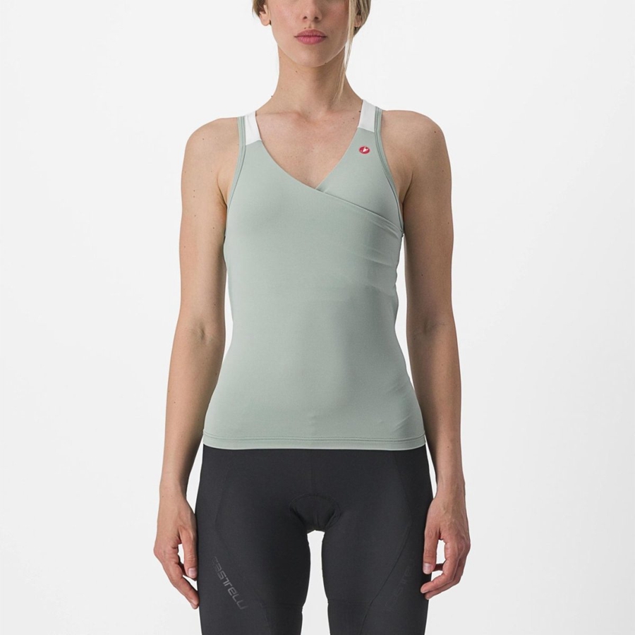 Green / White Women Castelli SOLARIS TOP Jersey | 029413DJP