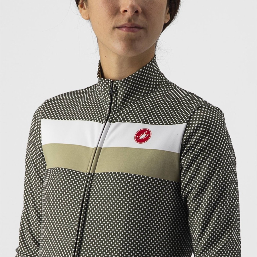 Green / White / Green Women Castelli VOLARE LS Jersey | 823706EHY