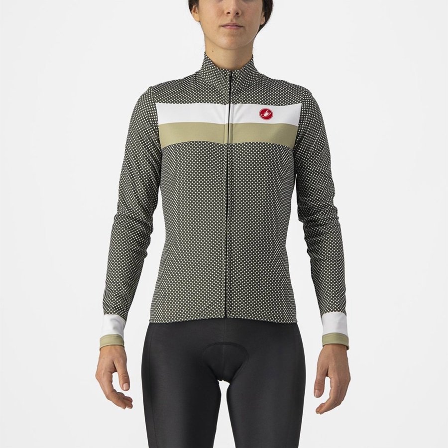 Green / White / Green Women Castelli VOLARE LS Jersey | 823706EHY