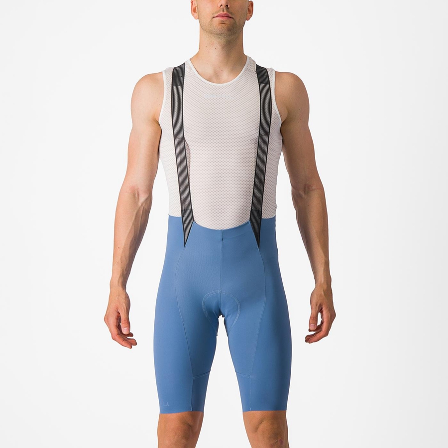 Grey Blue Men Castelli FREE AERO RC Bib Shorts | 372154VOE