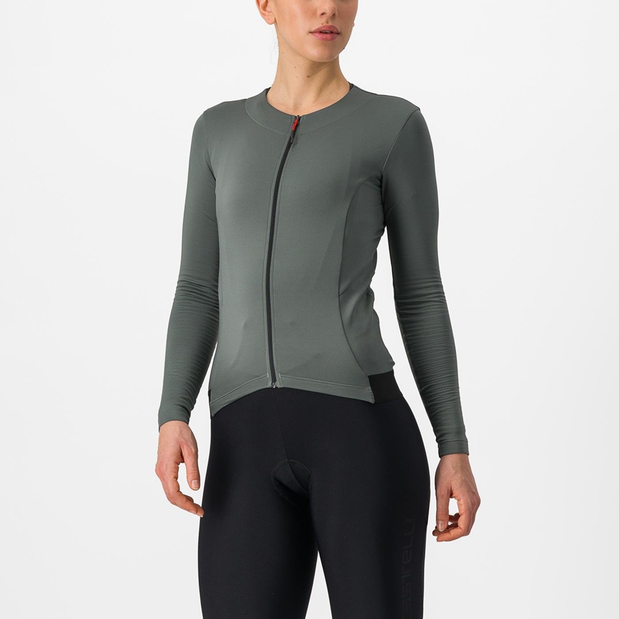 Grey Women Castelli FLY LS W Jersey | 032495EOC