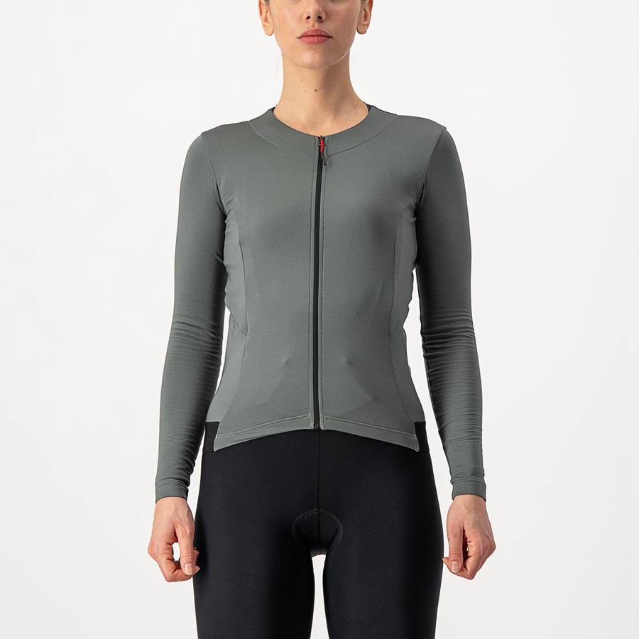 Grey Women Castelli FLY LS W Jersey | 032495EOC